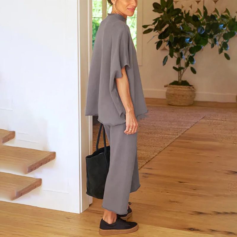 Ensemble pantalon large à manches 3/4 Capelet pour femmes