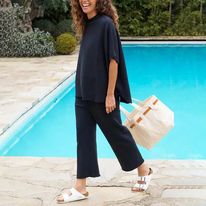 Ensemble pantalon large à manches 3/4 Capelet pour femmes