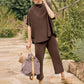 Ensemble pantalon large à manches 3/4 Capelet pour femmes