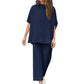Ensemble pantalon large à manches 3/4 Capelet pour femmes
