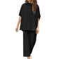 Ensemble pantalon large à manches 3/4 Capelet pour femmes
