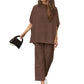 Ensemble pantalon large à manches 3/4 Capelet pour femmes
