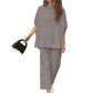 Ensemble pantalon large à manches 3/4 Capelet pour femmes