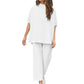 Ensemble pantalon large à manches 3/4 Capelet pour femmes