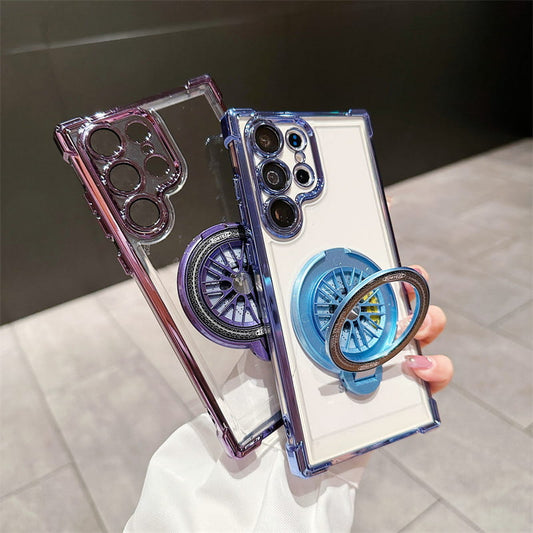 Case de téléphone transparent gyroscope avec support magnétique pour Samsung S22 / S23 / S24