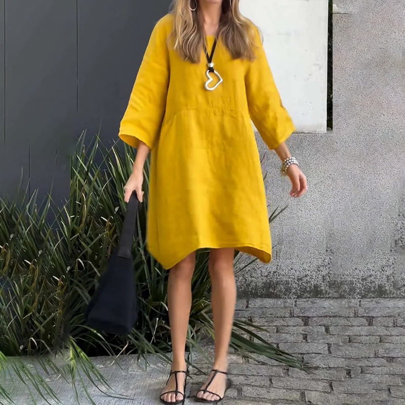 💥Nouveauté à moitié prix💗Robe ample décontractée de couleur unie