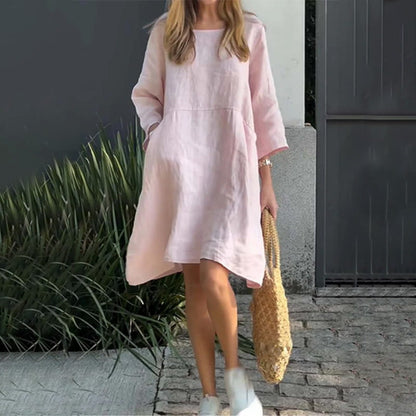 💥Nouveauté à moitié prix💗Robe ample décontractée de couleur unie