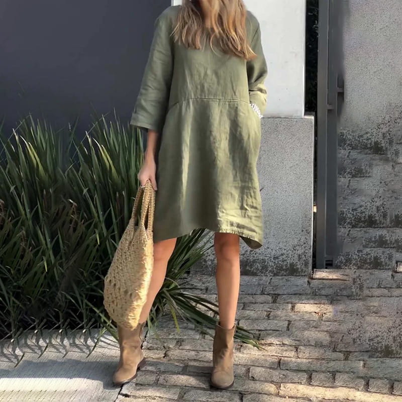 💥Nouveauté à moitié prix💗Robe ample décontractée de couleur unie