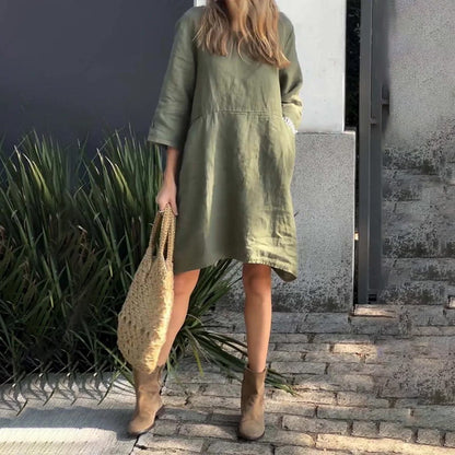 💥Nouveauté à moitié prix💗Robe ample décontractée de couleur unie