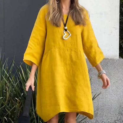 💥Nouveauté à moitié prix💗Robe ample décontractée de couleur unie