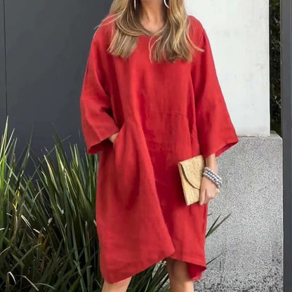💥Nouveauté à moitié prix💗Robe ample décontractée de couleur unie