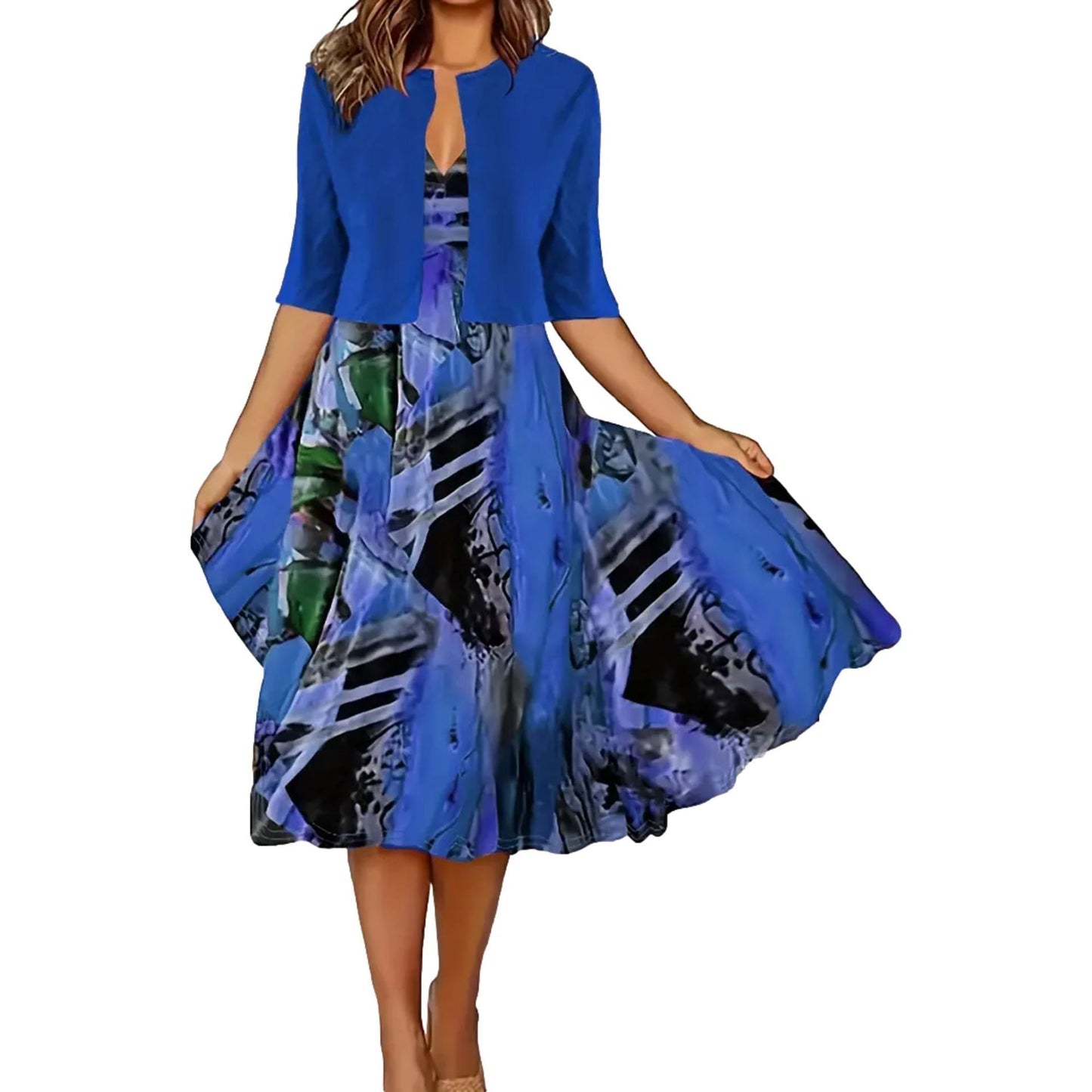 👗 50% DE RÉDUCTION! 🌿 Robe Deux Pièces Élégante & Fine pour Femmes – Haut & Jupe Coordonnés, Coupe Minceur & Look Chic ✨