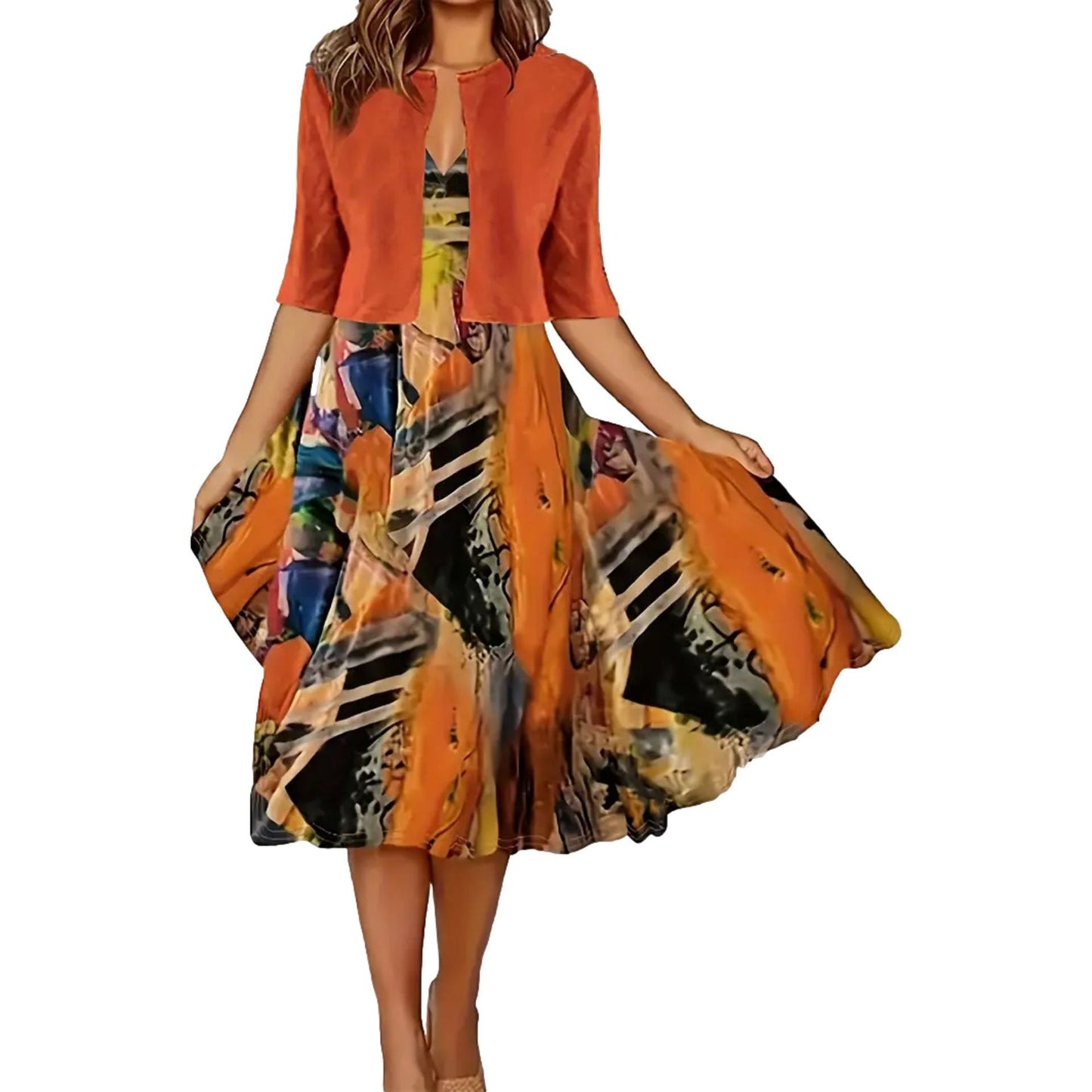 👗 50% DE RÉDUCTION! 🌿 Robe Deux Pièces Élégante & Fine pour Femmes – Haut & Jupe Coordonnés, Coupe Minceur & Look Chic ✨