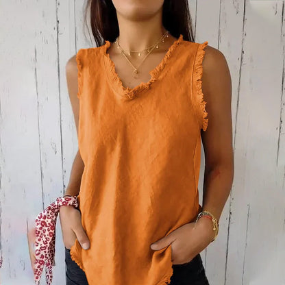 Gilet en col unique dans les tissus en coton et en lin