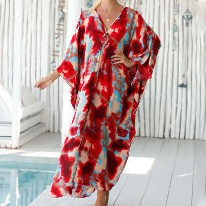 Couverture de maillot de bain long à col en v occasionnel