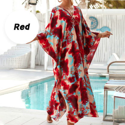 Couverture de maillot de bain long à col en v occasionnel