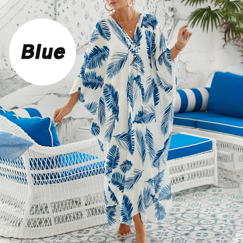 Couverture de maillot de bain long à col en v occasionnel