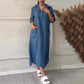 Robe de couleurs de couleur solide en lin en coton pour femmes