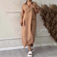 Robe de couleurs de couleur solide en lin en coton pour femmes