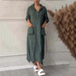Robe de couleurs de couleur solide en lin en coton pour femmes