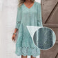 Robe élégante en dentelle à manches mi-longues et col en V pour femmes