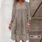 Robe élégante en dentelle à manches mi-longues et col en V pour femmes