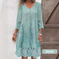 Robe élégante en dentelle à manches mi-longues et col en V pour femmes
