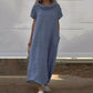 Coton de cou de coude pour femmes et robe décontractée en lin