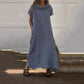 Coton de cou de coude pour femmes et robe décontractée en lin