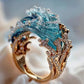 🌊Danseuse à la pointe de la vague--Ensemble collier-bague-boucles d'oreilles bleu élégant