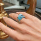 🌊Danseuse à la pointe de la vague--Ensemble collier-bague-boucles d'oreilles bleu élégant