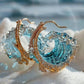 🌊Danseuse à la pointe de la vague--Ensemble collier-bague-boucles d'oreilles bleu élégant