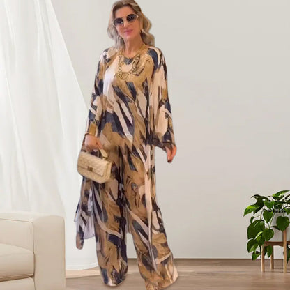 🦋VENTE CHAUDE 50 % DE RÉDUCTION💖Ensemble 2 pièces avec haut et pantalon ample imprimés avec ourlet long dans le dos