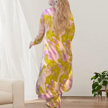 🦋VENTE CHAUDE 50 % DE RÉDUCTION💖Ensemble 2 pièces avec haut et pantalon ample imprimés avec ourlet long dans le dos