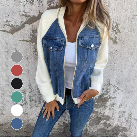 🔥Veste en denim à fermeture éclair pour femme