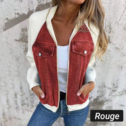 🔥Veste en denim à fermeture éclair pour femme