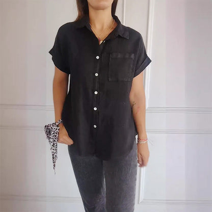 💥Chemise unicolore décontractée pour femmes, coupe ample et revers