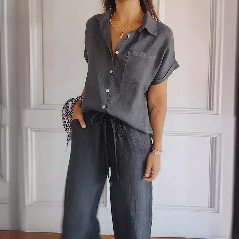 💥Chemise unicolore décontractée pour femmes, coupe ample et revers