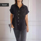 💥Chemise unicolore décontractée pour femmes, coupe ample et revers