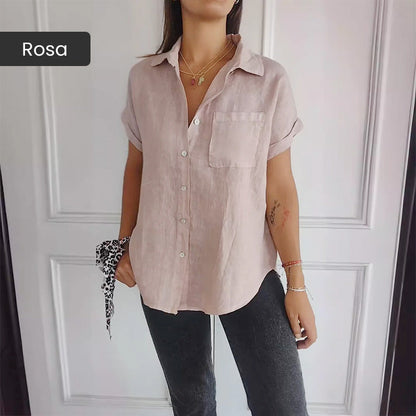 💥Chemise unicolore décontractée pour femmes, coupe ample et revers
