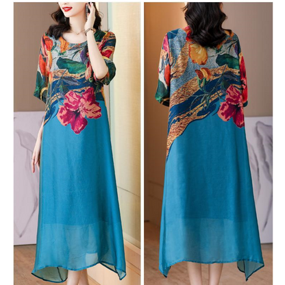 Robe Élégante Flottante à Imprimé Floral pour Femmes en Grande Taille