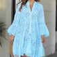 Robe Ample à Encolure en V et Découpes Ajourées en Couleur Unie