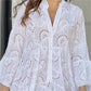 Robe Ample à Encolure en V et Découpes Ajourées en Couleur Unie