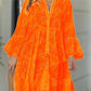 Robe Ample à Encolure en V et Découpes Ajourées en Couleur Unie