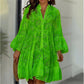 Robe Ample à Encolure en V et Découpes Ajourées en Couleur Unie