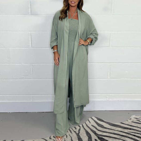 2026 Summer Fashion - 🌸Ensemble 2 pièces à jambes larges pour femmes, dos nu, avec laçage