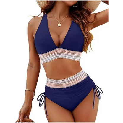 🔥55% de réduction ! 🩱 Bikini taille haute avec contrôle ventre & patchwork coloré – 6 couleurs, ajustable et ultra flatteur 💕
