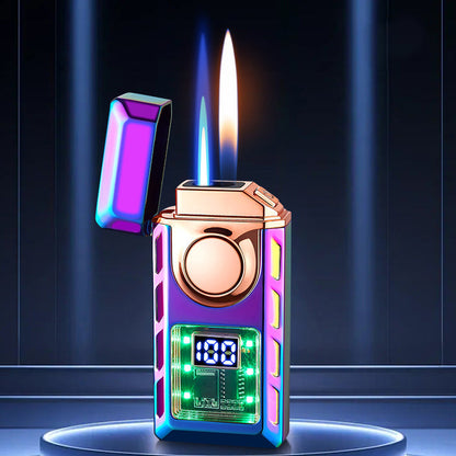 Briquet à Double Flamme Multifonctionel avec Lumières Colorées