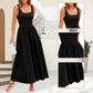 Robe Élégante Sans Manches à Col Carré et A-Ligne