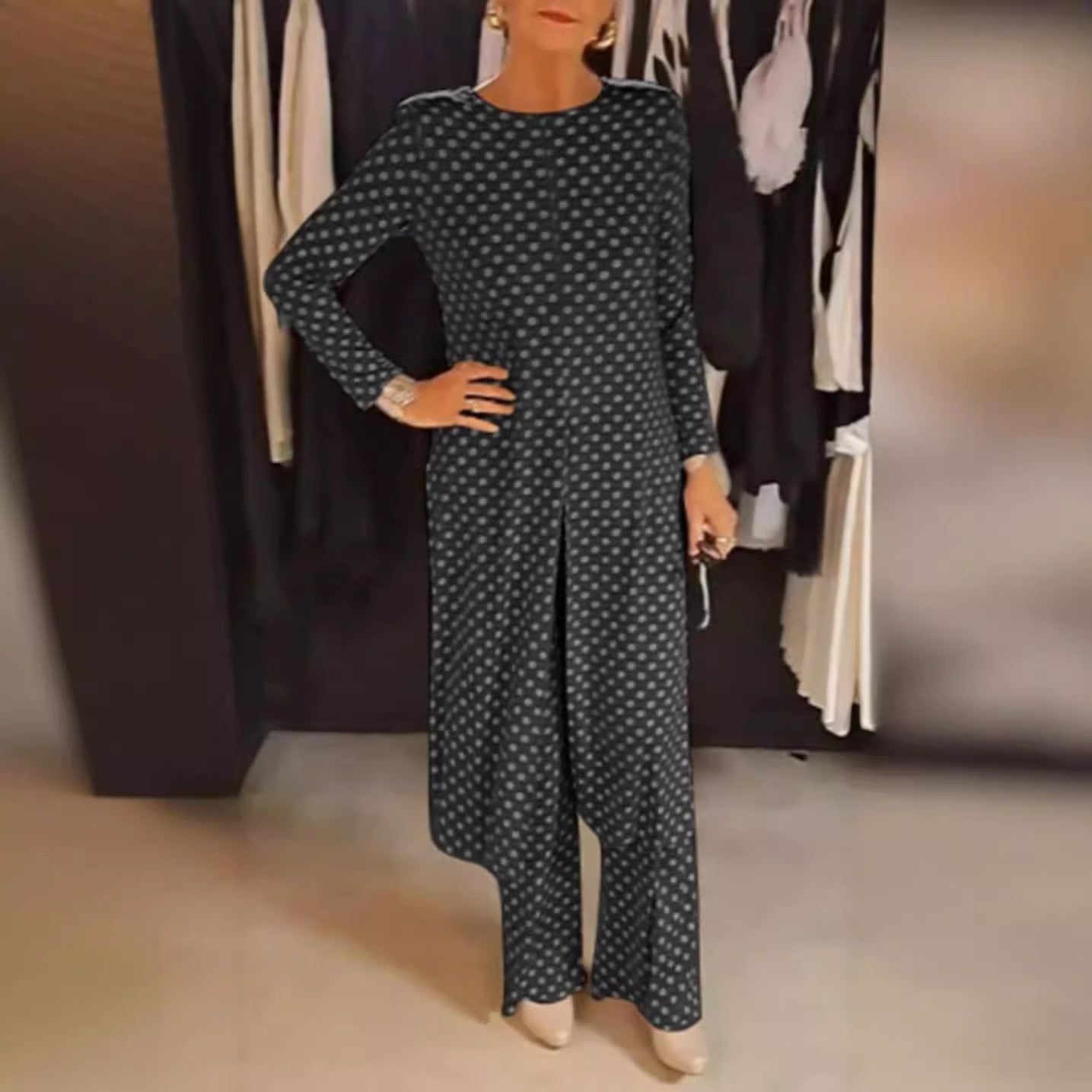 ✨SOLDES 50 % DE RÉDUCTION ✨ Ensemble 2 pièces à pois (haut et pantalon)